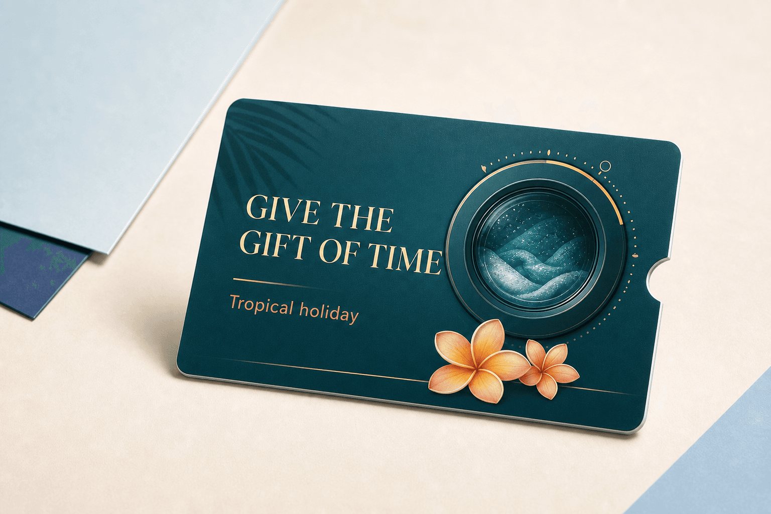 Tropical holiday physical gift-card preview from Tama Laundry